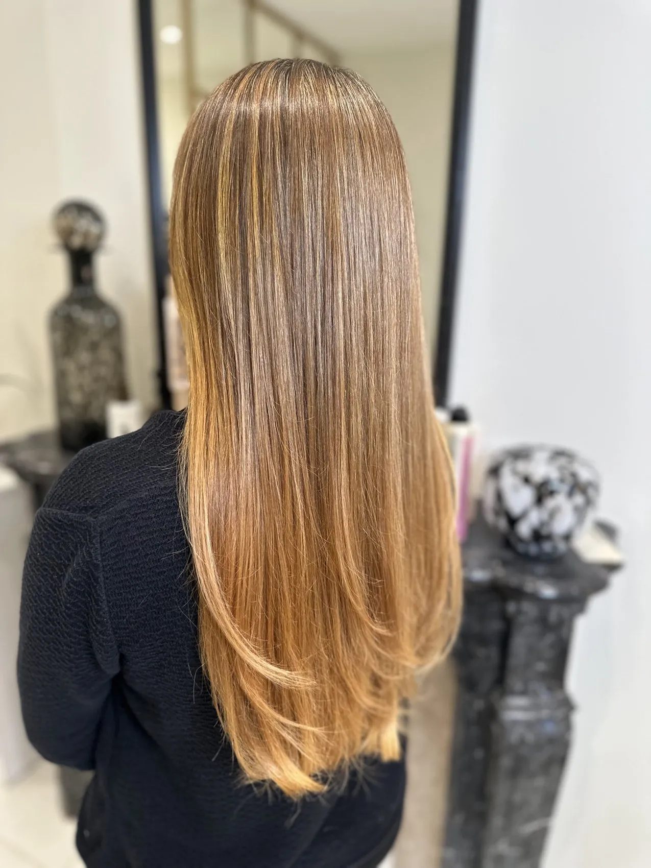 Dégradé cuivré sur cheveux longs